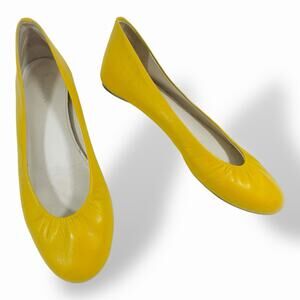 Boden Yellow Leather Ballet Flats Round Toe Slip On Women’s EU 39 - US 8